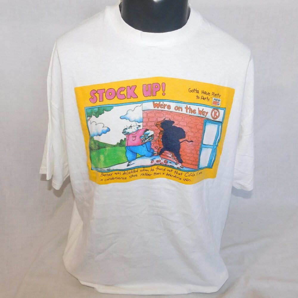 VTG 90s Circle K Convenience Store Pepsi Cow Funny Graphic T Shirt Menx Xl